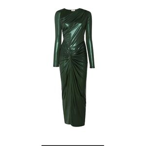 RETAIL PRICE $1,350   LAPOINTE metallic Forest Green ruched dress